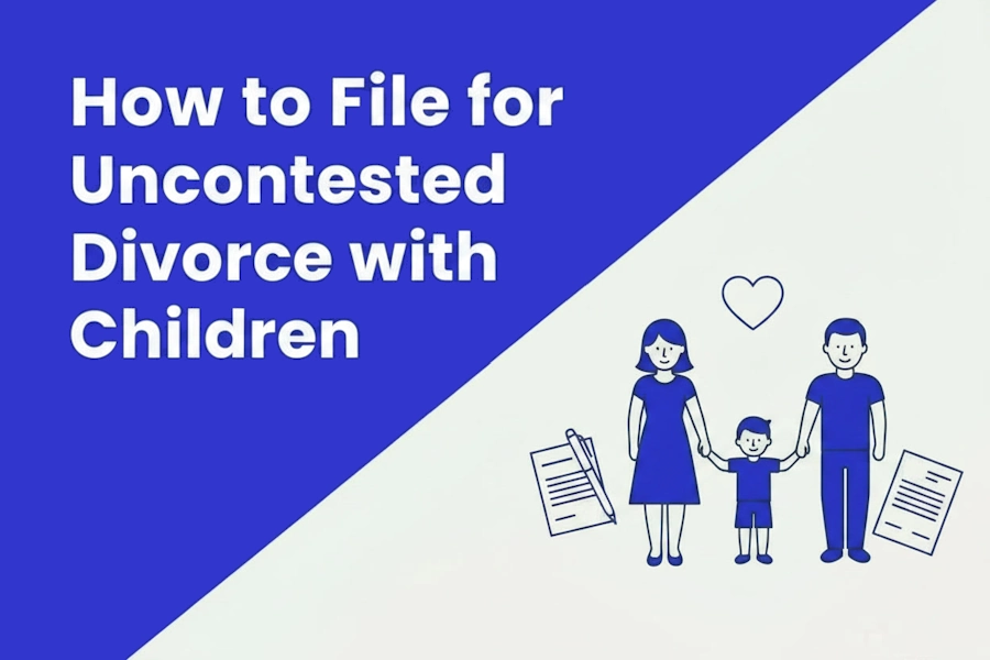 Parents filing uncontested divorce paperwork with children